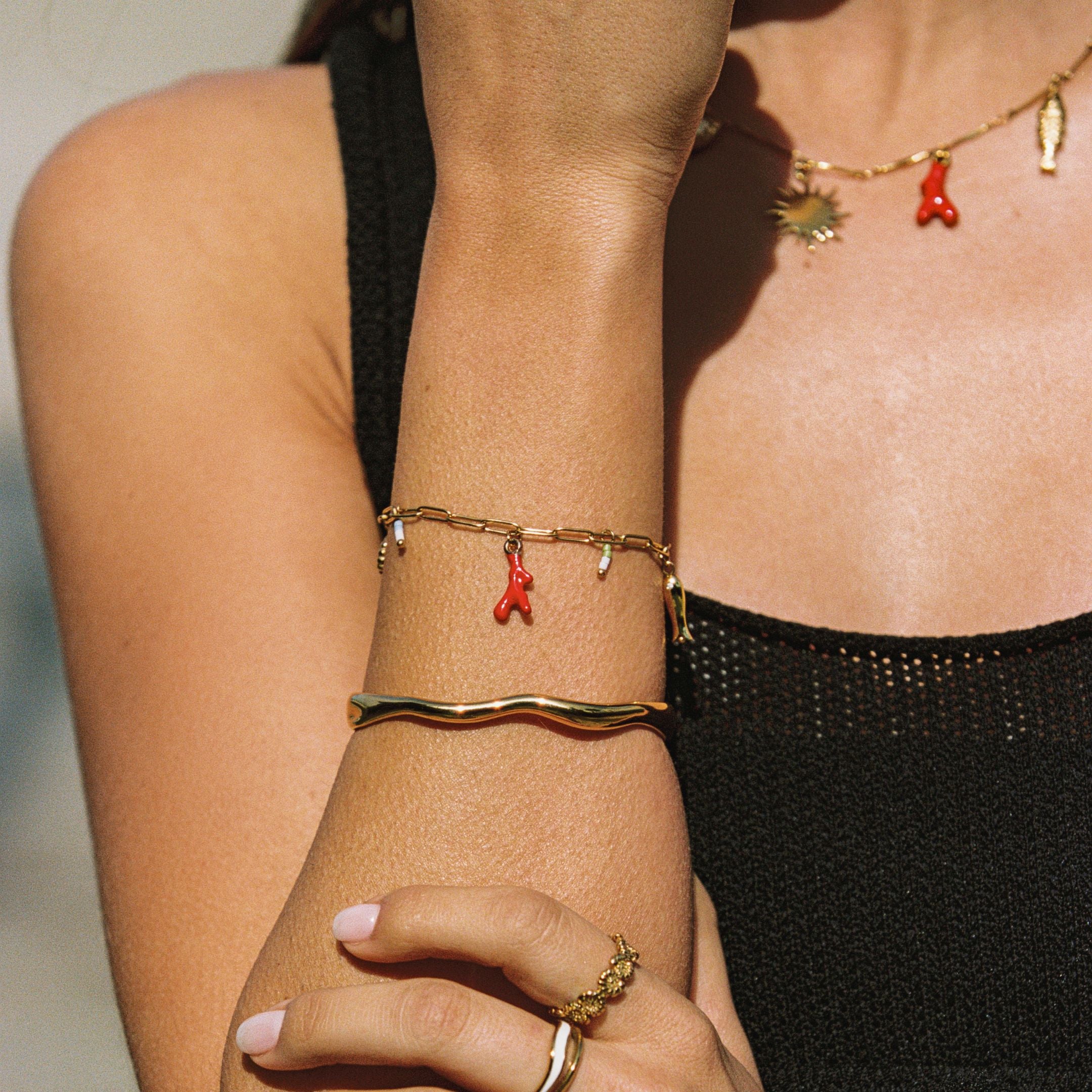 Coral Charm Bracelet