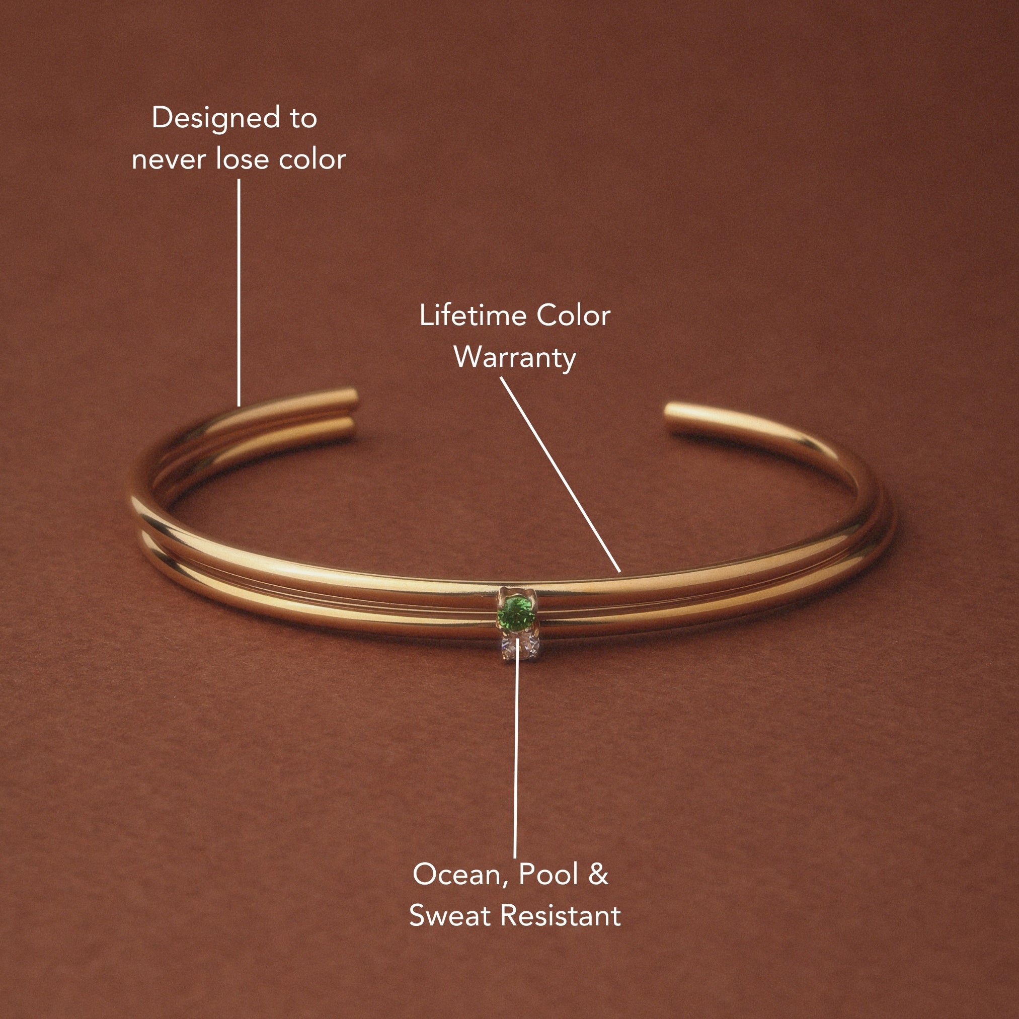 Gold Open Gemstone Cuff