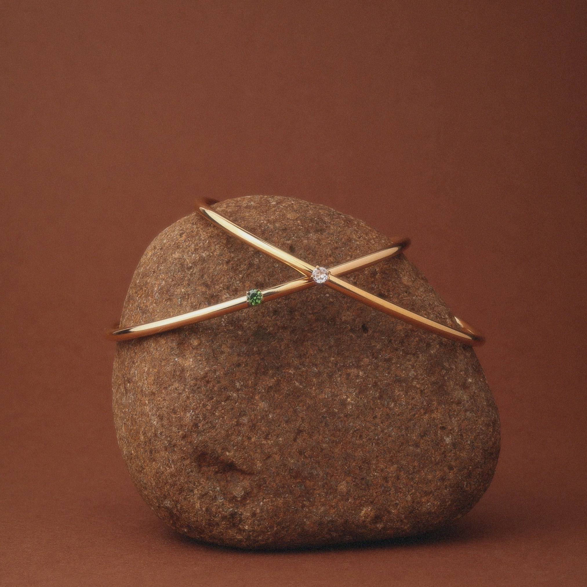 Gold Single Stone Cuff