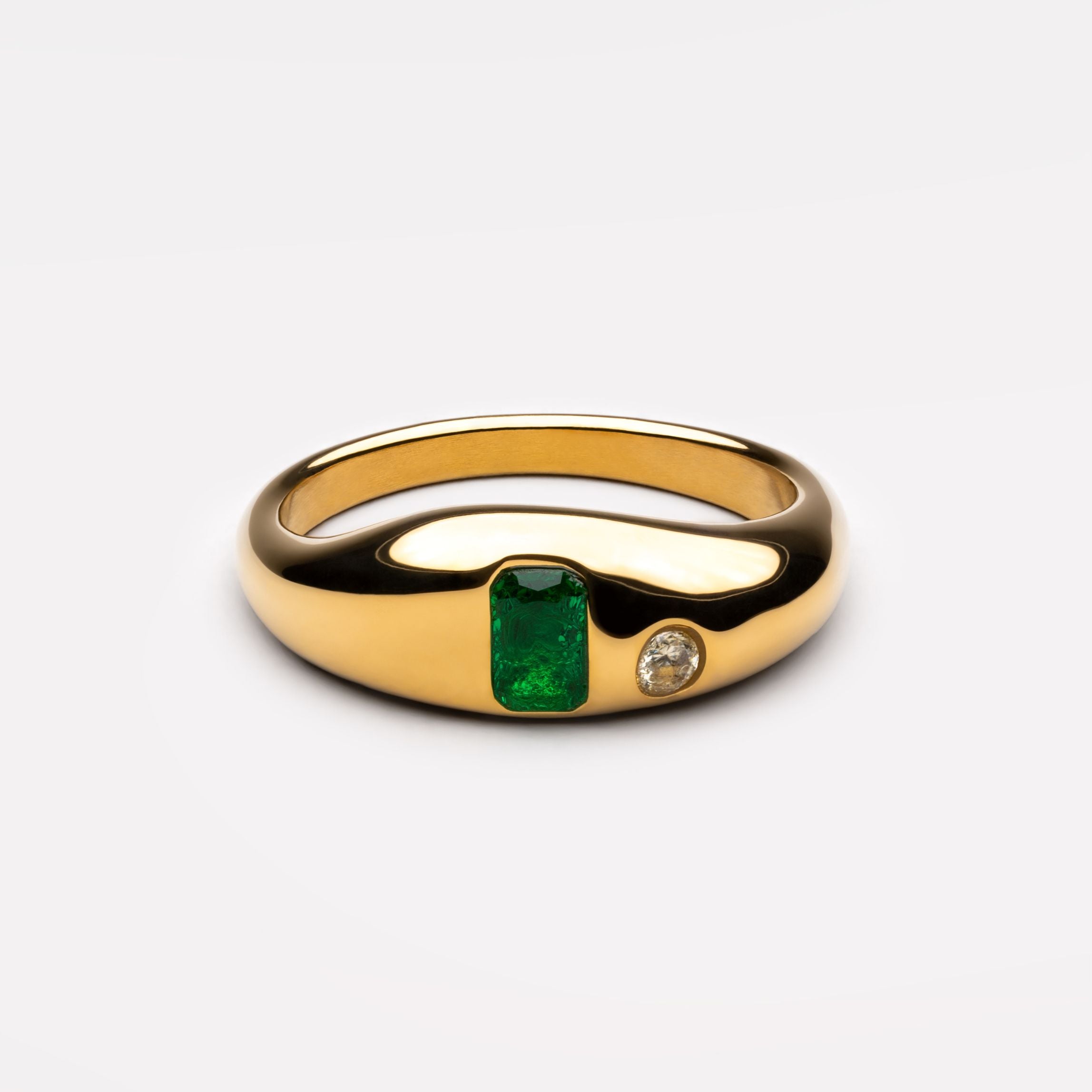 Green and White Gemstone Ring