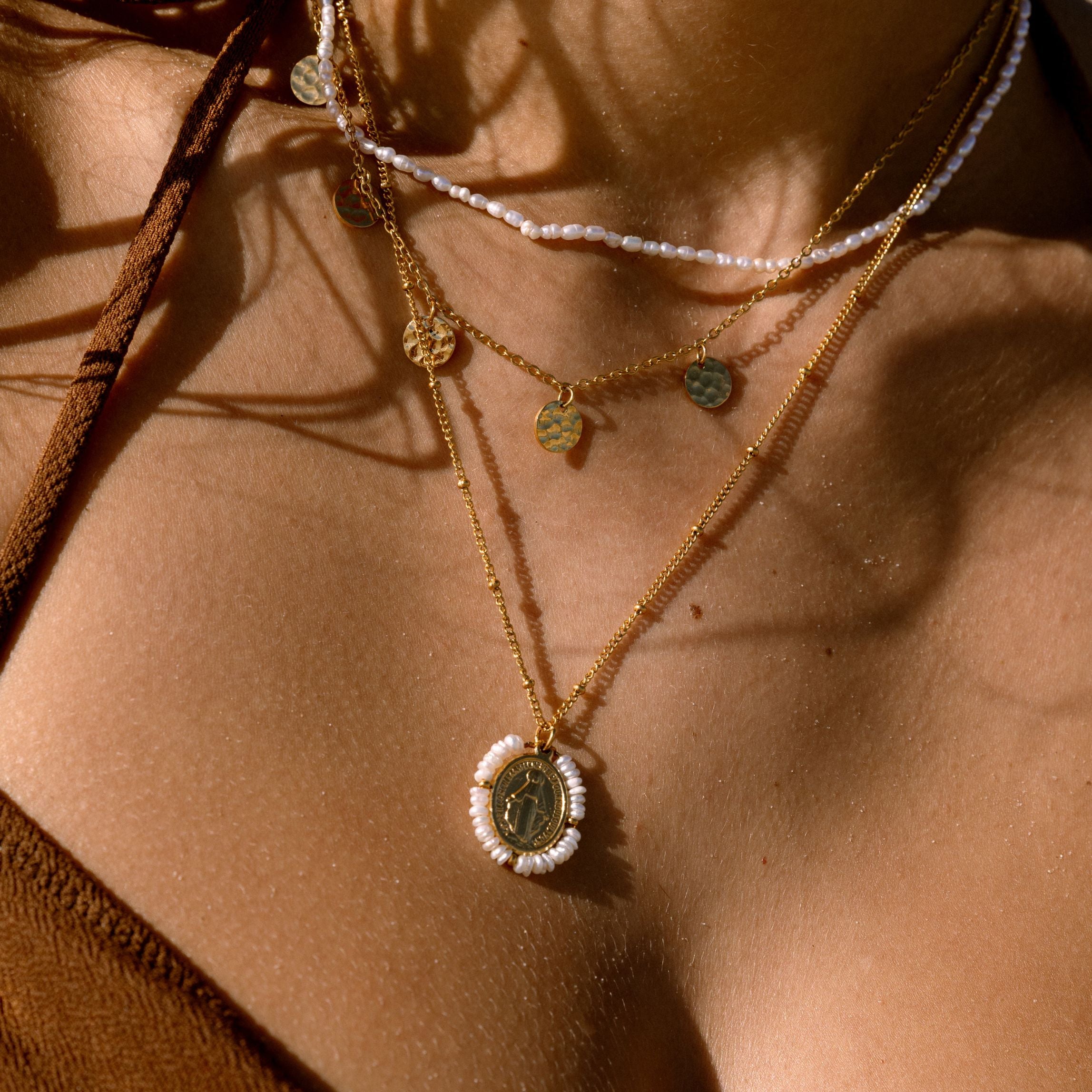 Virgin Mary Pearl Necklace