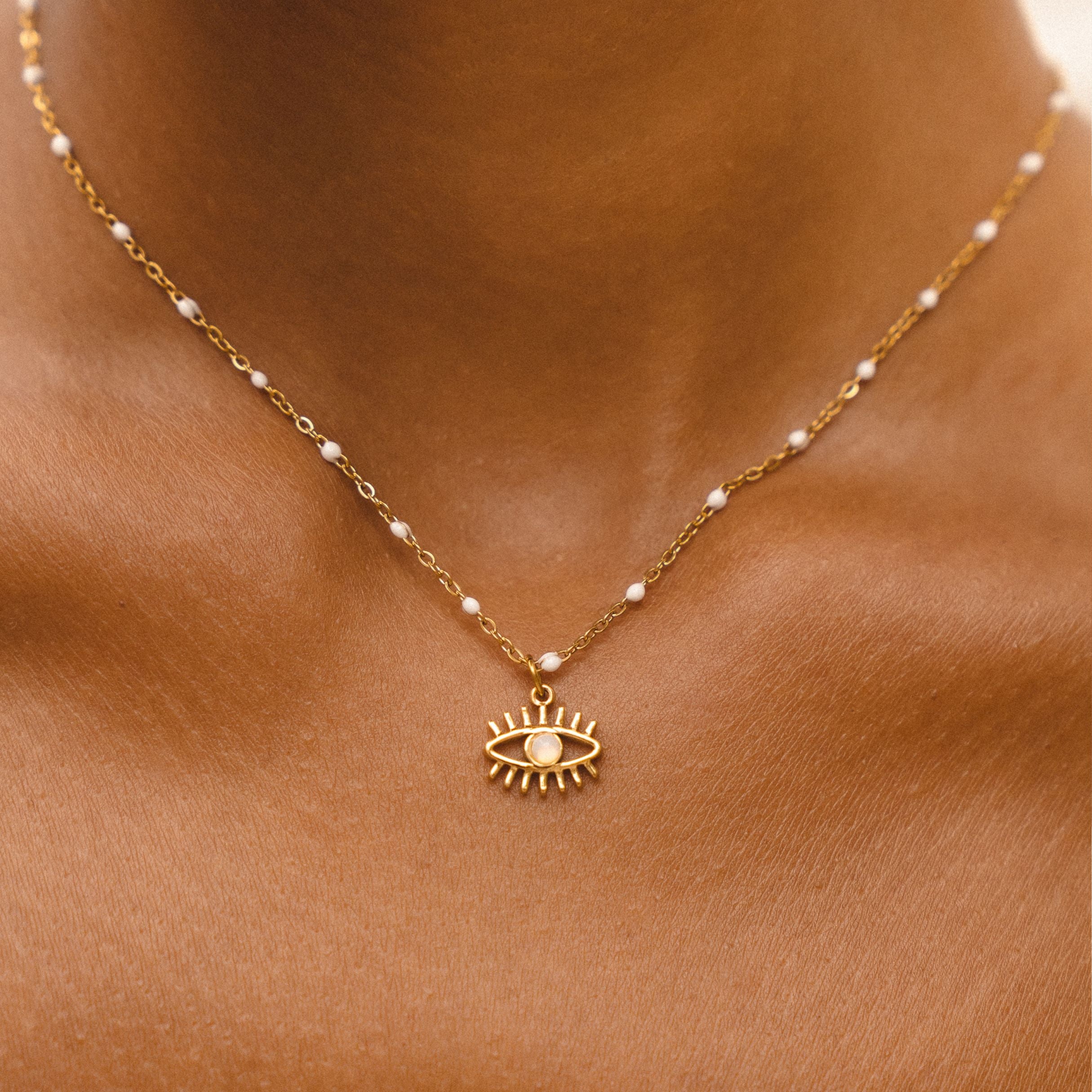 White Evil Eye Necklace