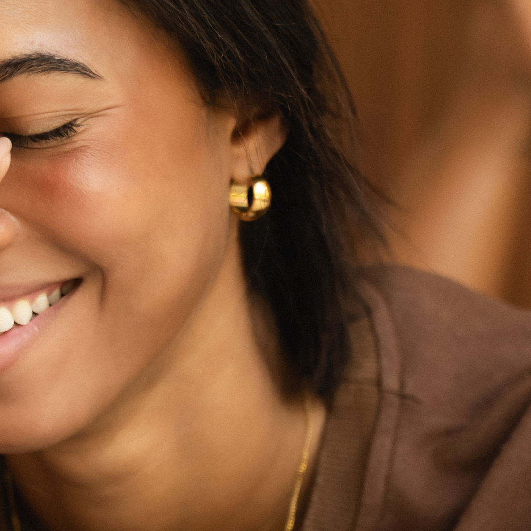 Wide Waterproof Hoops Gold