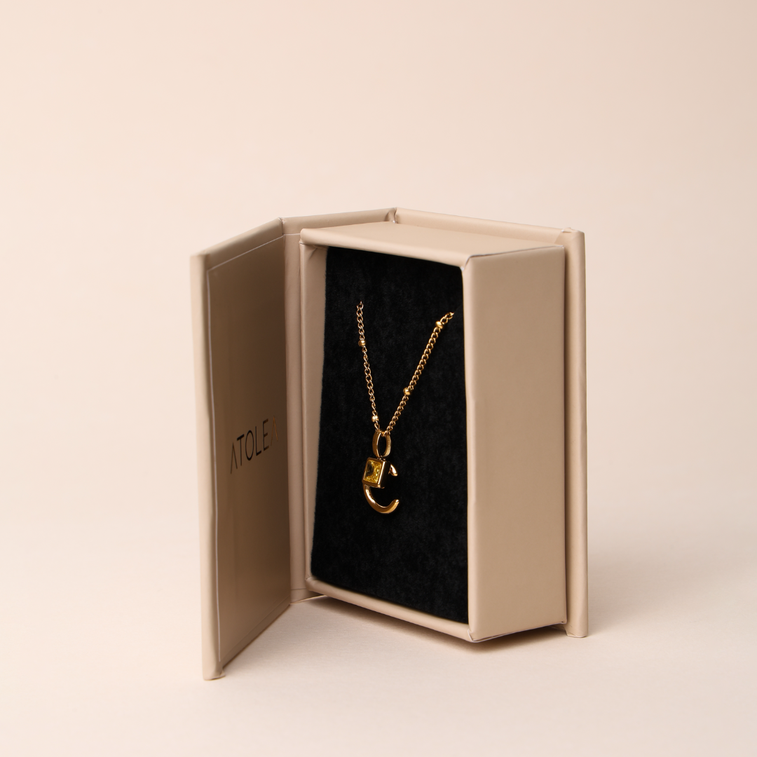 Initial and Birthstone Charm Necklace Box