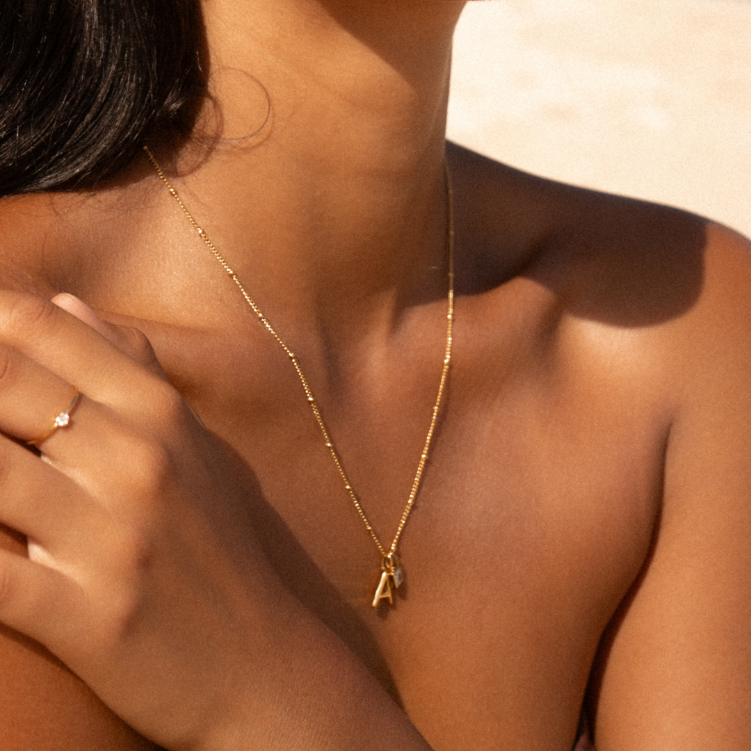 Initial and Birthstone Necklace