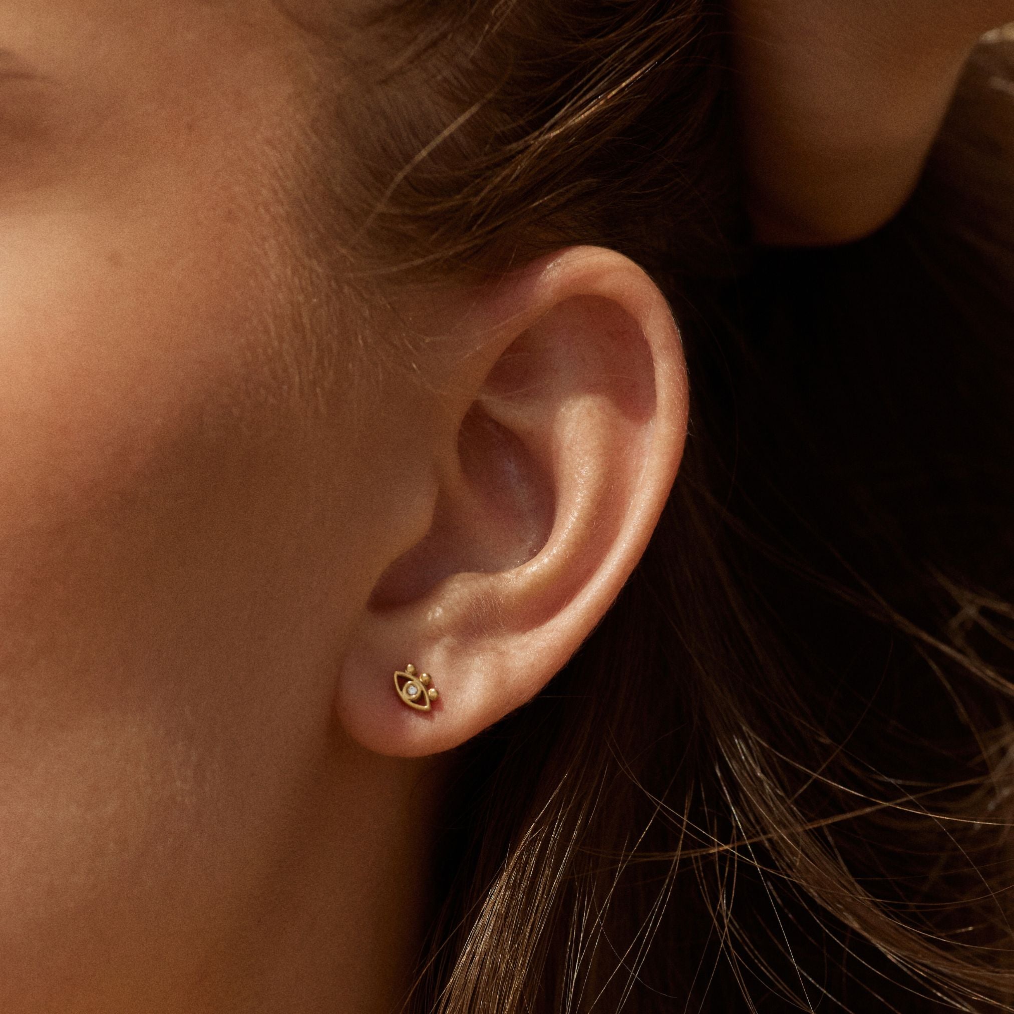 Gold Evil Eye Studs