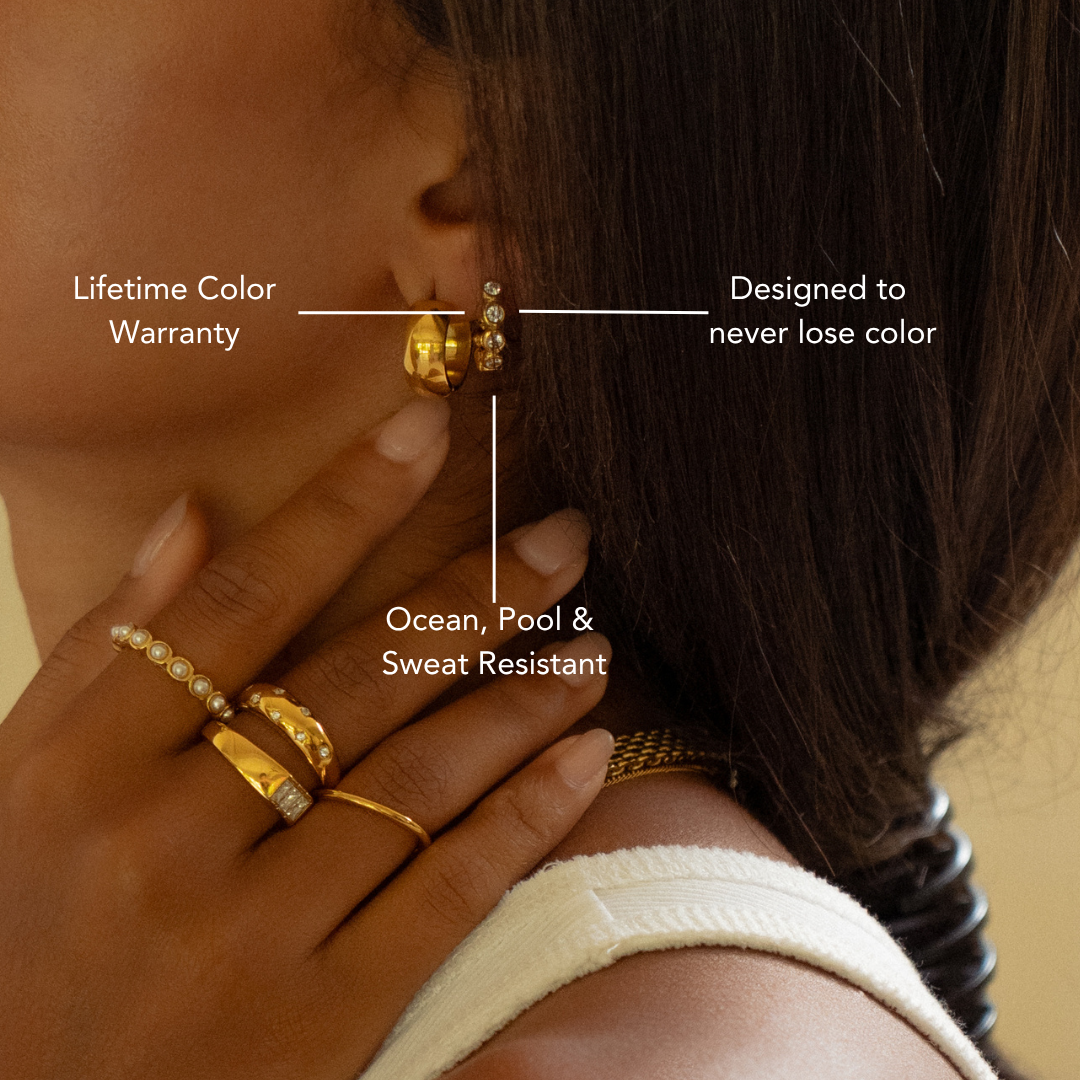 Gold Gemstone Huggie