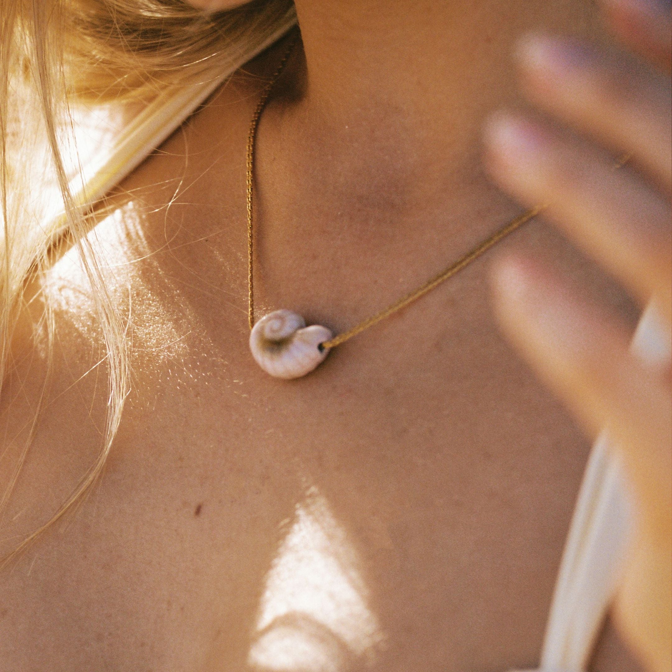 Gold Spiral Seashell Necklace