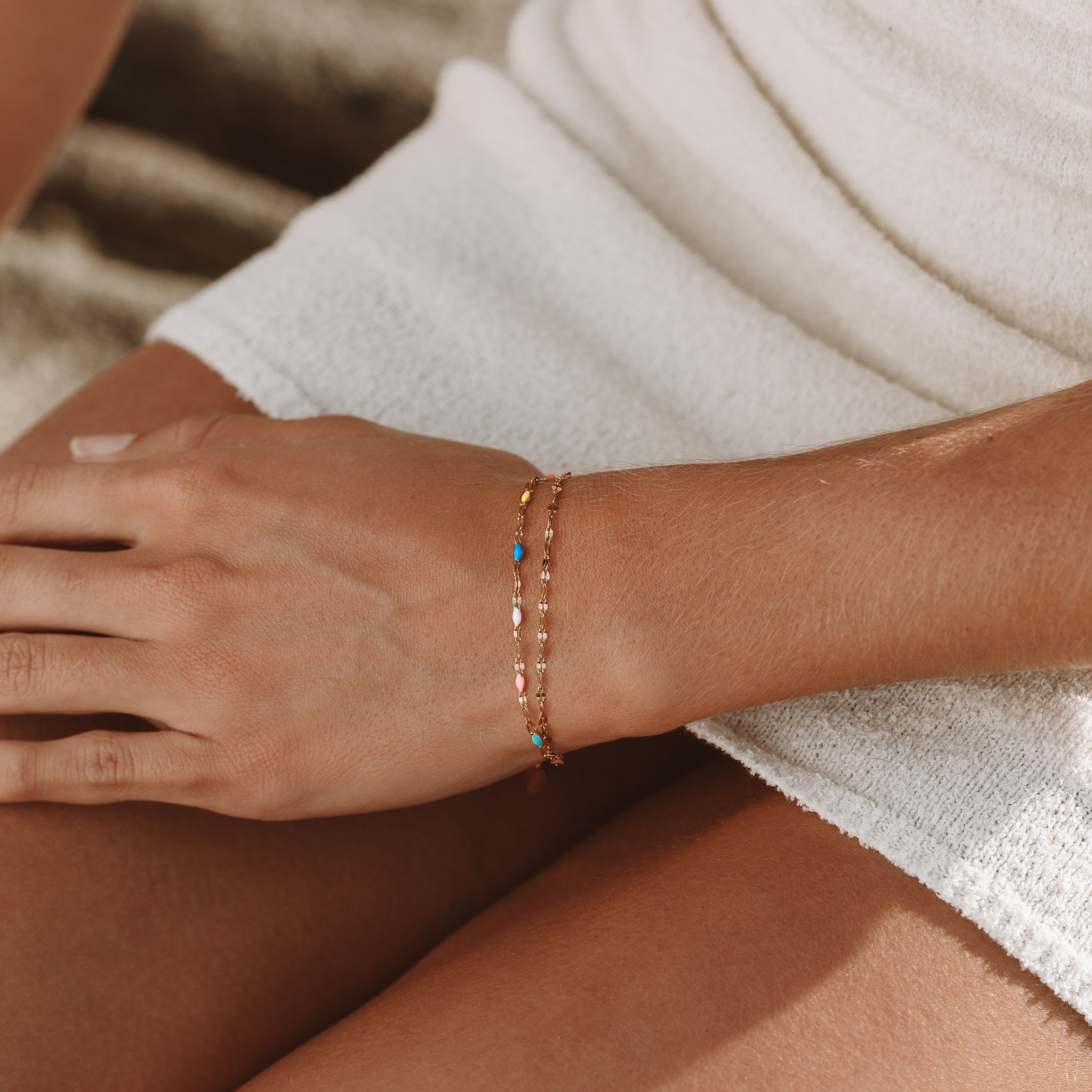 Rainbow Dainty Bracelet Close Up