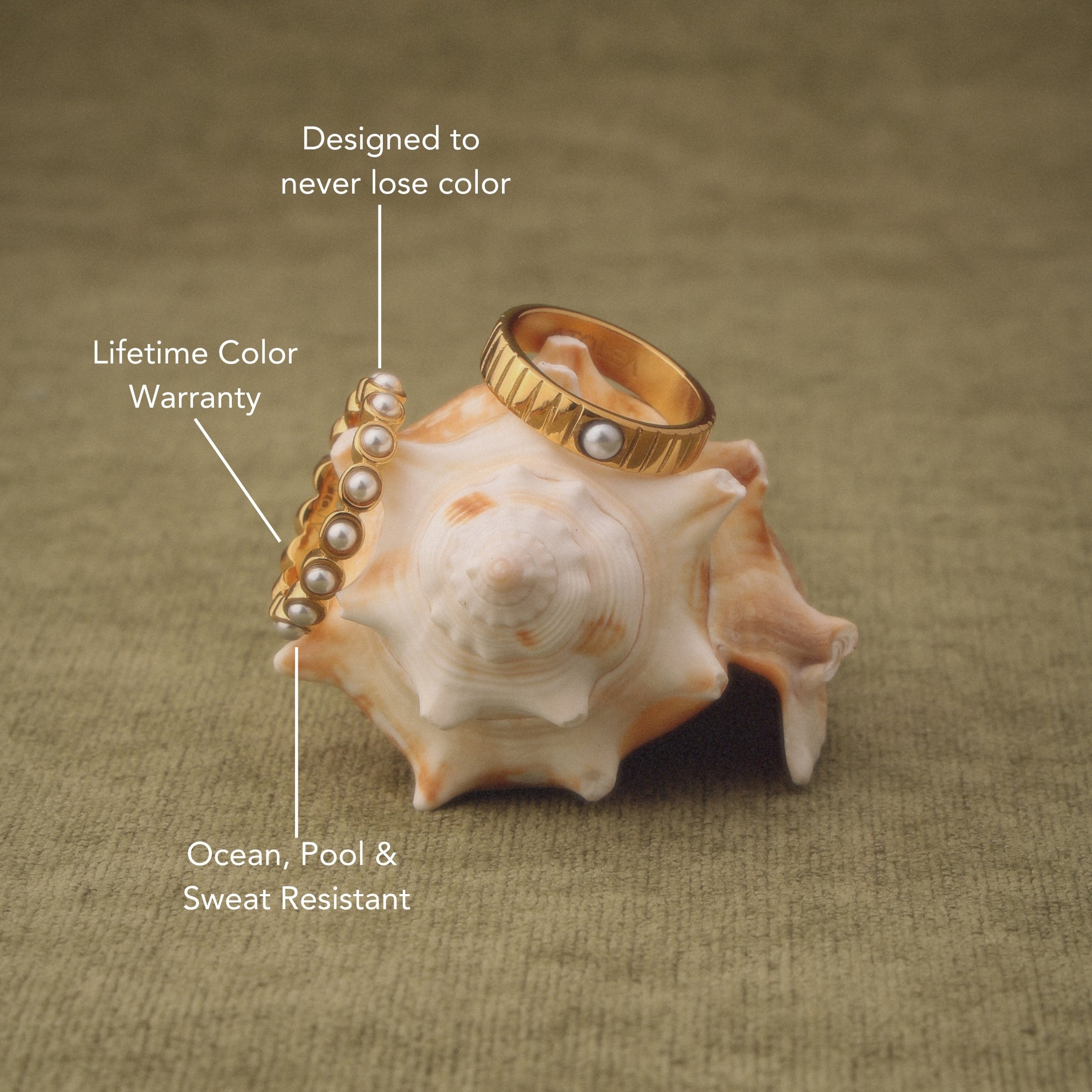 Waterproof Gold Pearl Ring